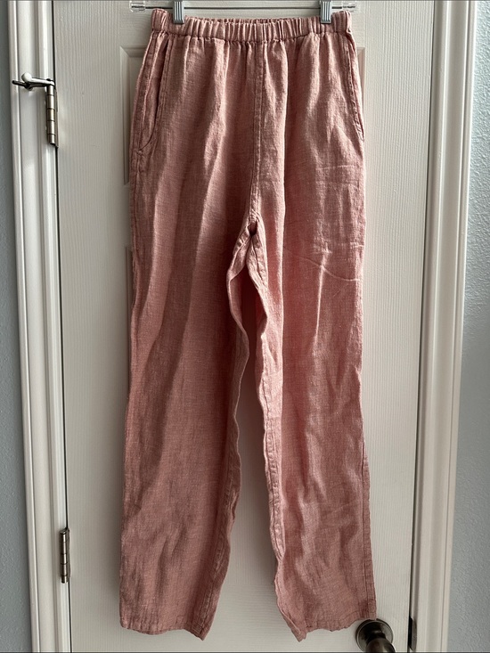 Flax Pants - Flax Linen Straight Leg Pants Pink Rose Petite Capsule Minimalist Coastal Boho